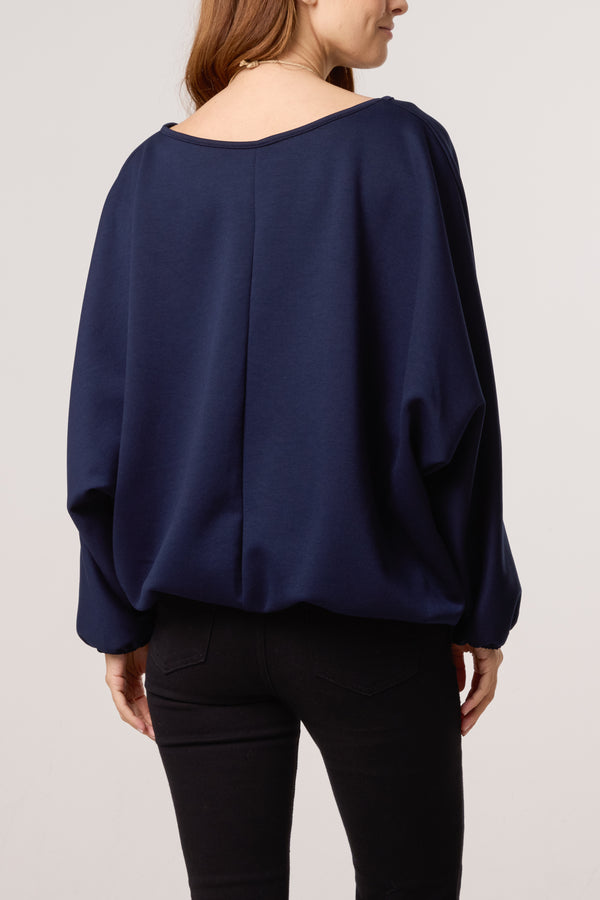 Qed London Necklace Soft Touch Batwing Sweat Top