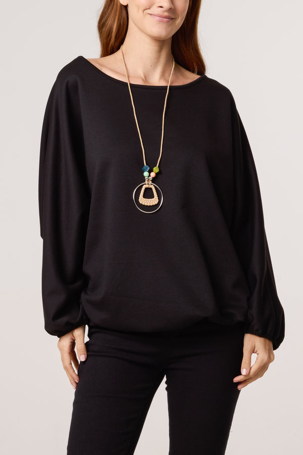 Qed London Necklace Soft Touch Batwing Sweat Top