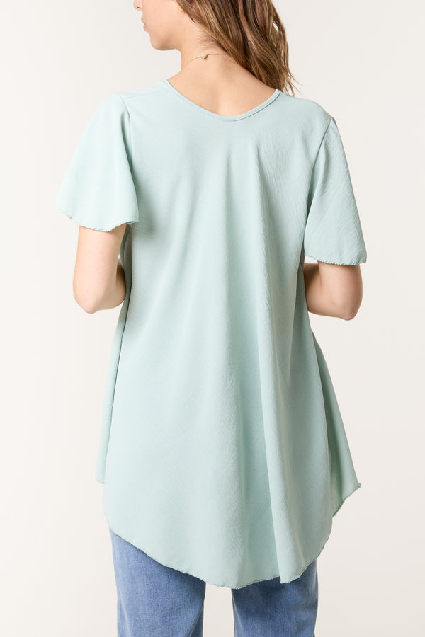 Qed London Necklace V-Neck Angel Sleeve Top