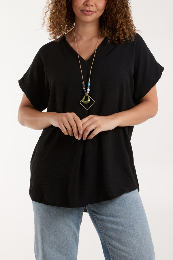 qed london Necklace V-Neck Crossover Top