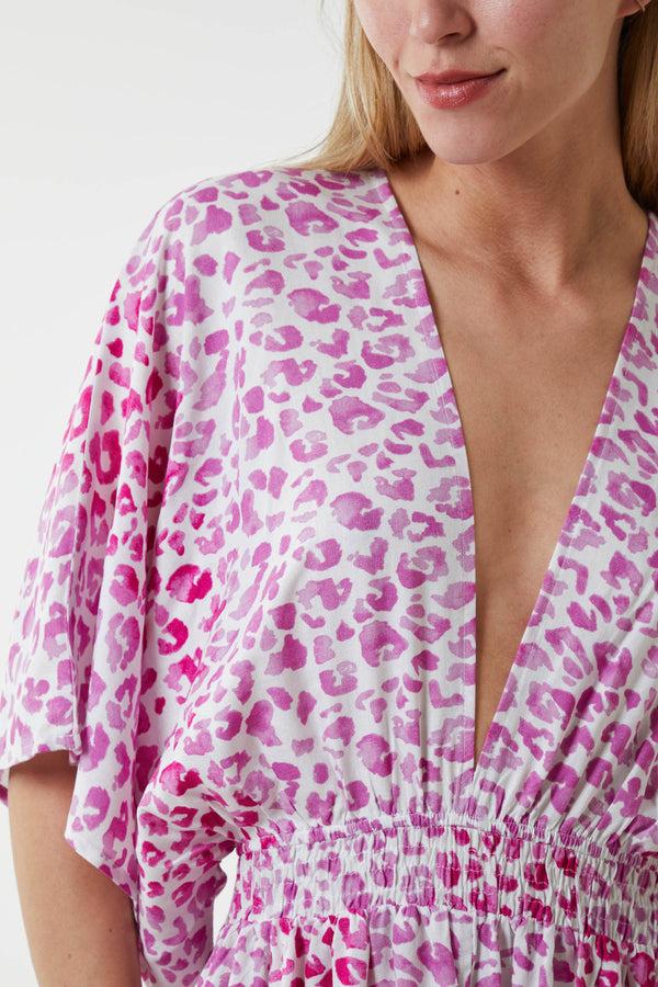 Qed London Neon Leopard Print Wide Leg Jumpsuit