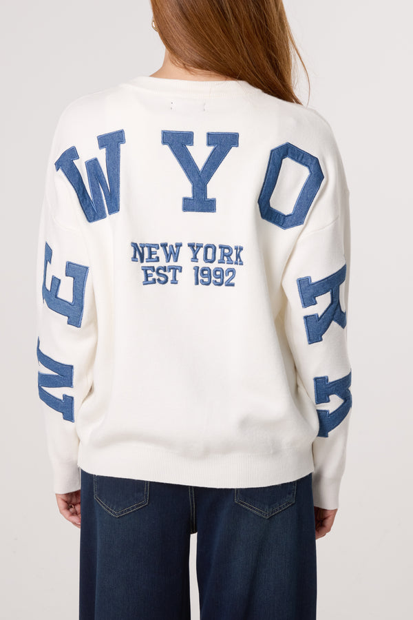 Qed London New York Crew Neck Fine Knit Jumper