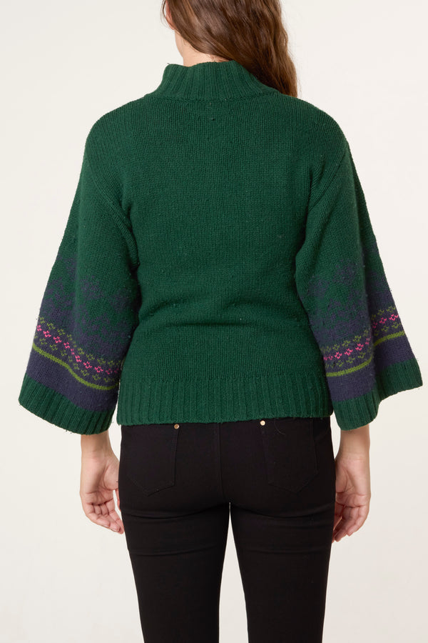 Qed London Nordic Sleeve Zip Up Cardigan