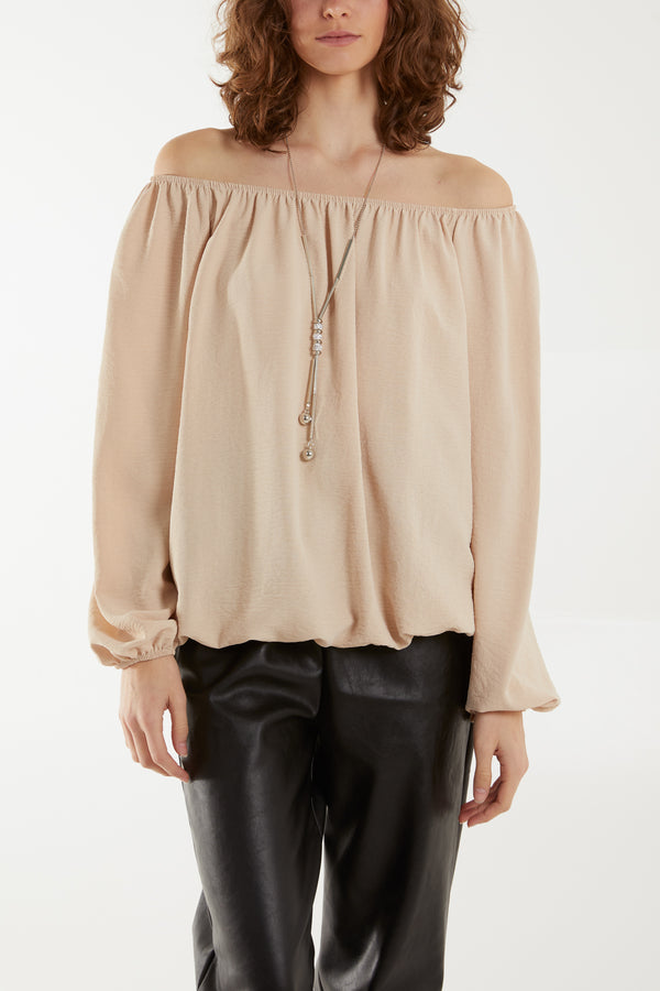 Qed London Off The Shoulder Necklace Top