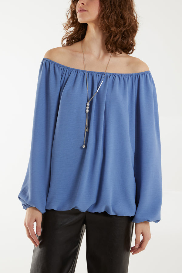 qed london Off The Shoulder Necklace Top