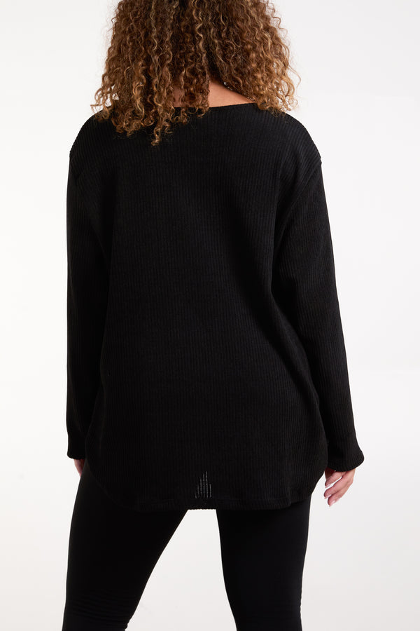 Qed London One Button Corduroy Rib Top