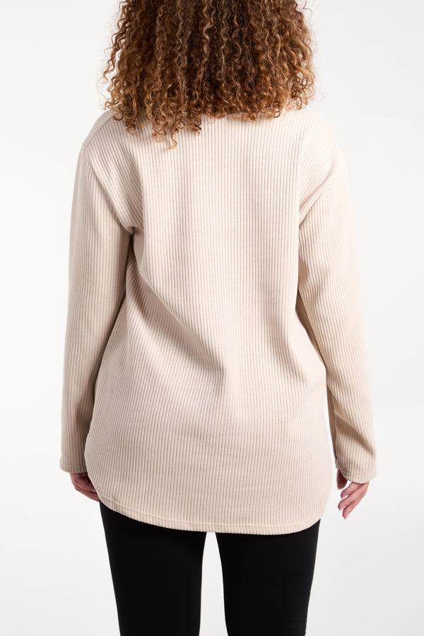 Qed London One Button Corduroy Rib Top