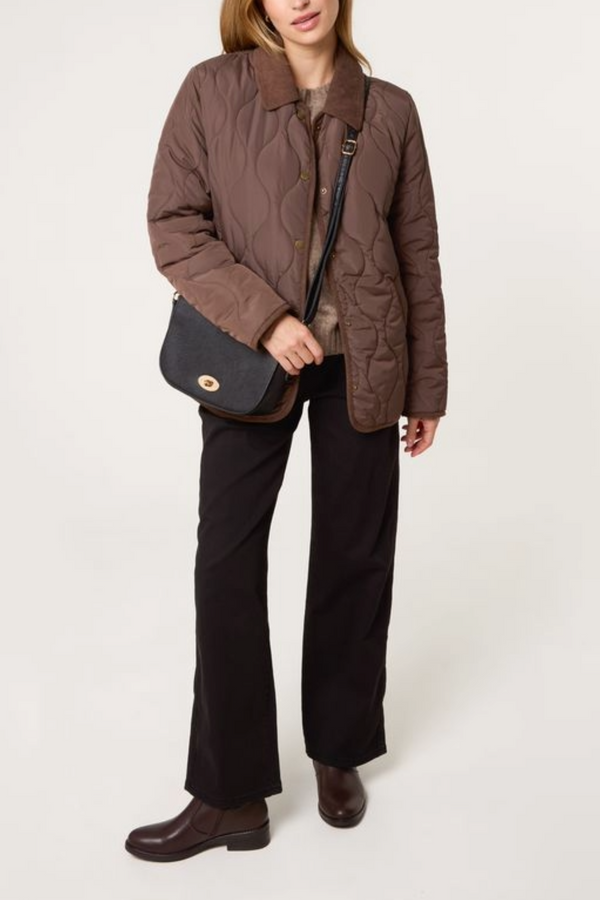 Qed London Onion Quilted Cord Coat