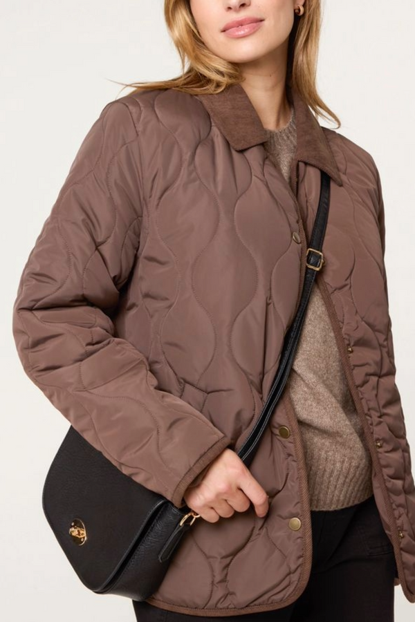 Qed London Onion Quilted Cord Coat