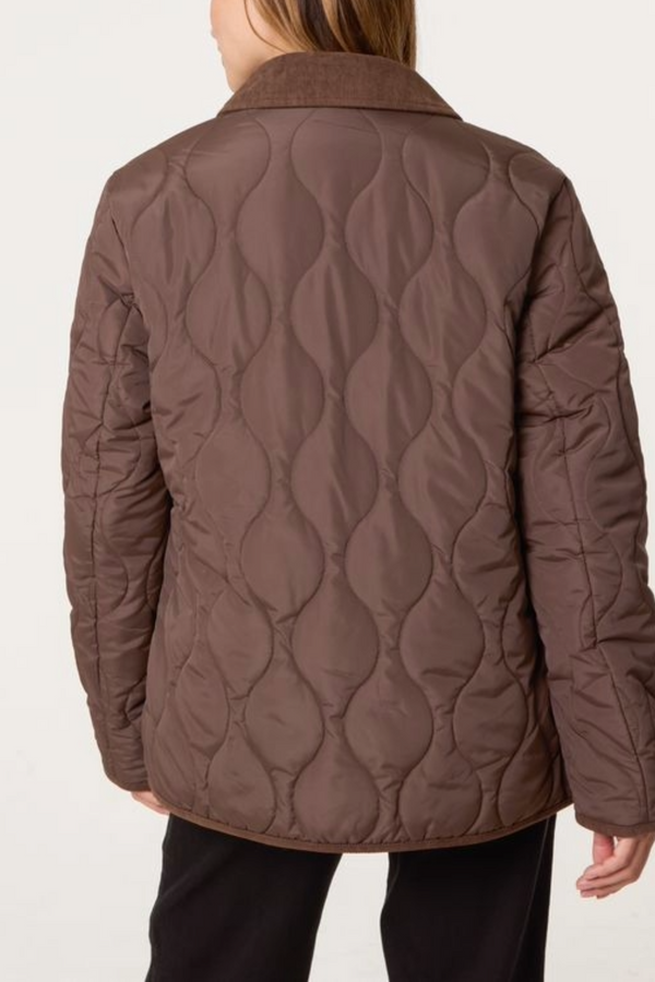 Qed London Onion Quilted Cord Coat