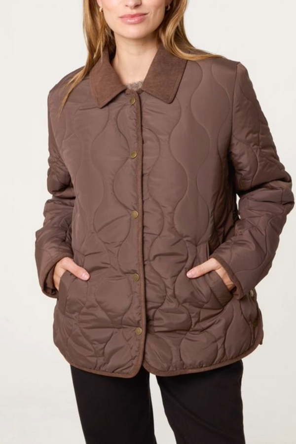 qed london Onion Quilted Cord Coat