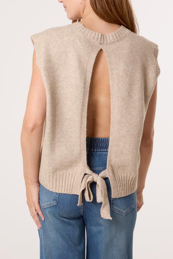 qed london Open Back Knot Knitted Vest