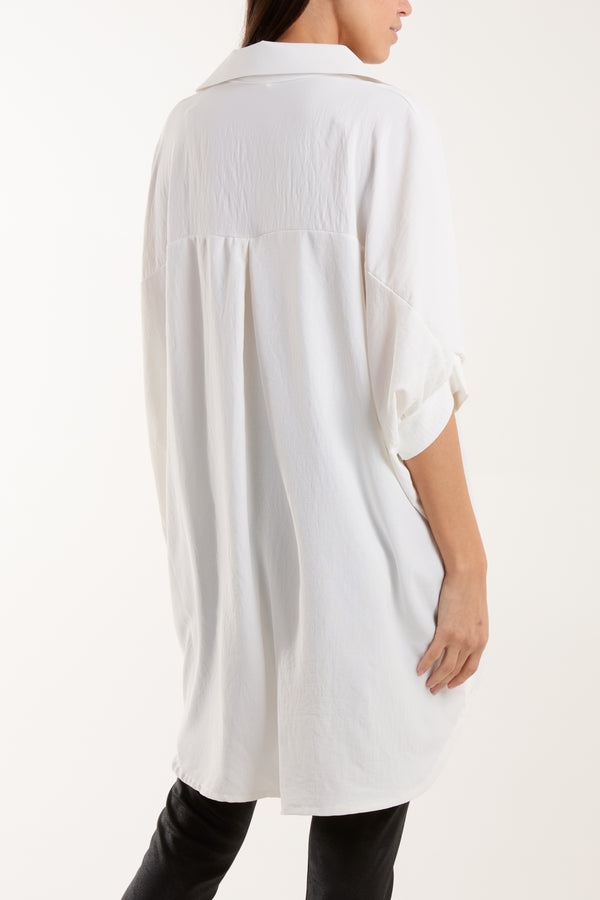 Qed London Open Collar Short Sleeve Blouse