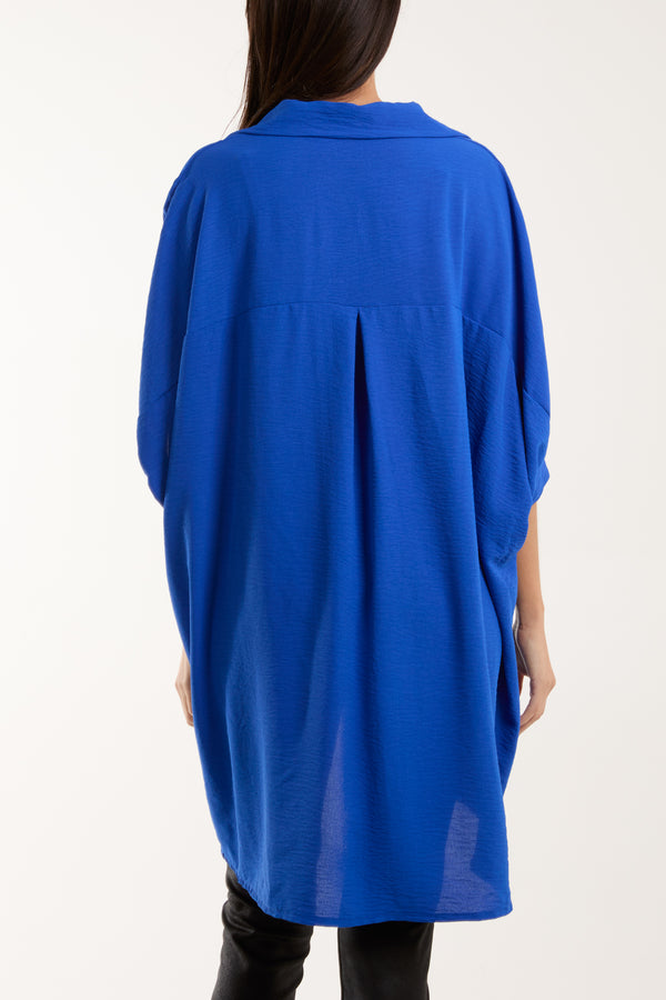 Qed London Open Collar Short Sleeve Blouse