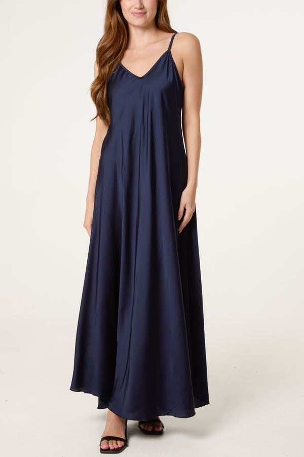 Qed London Open Knit Top & Satin Dress Set