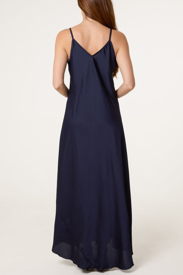 Qed London Open Knit Top & Satin Dress Set