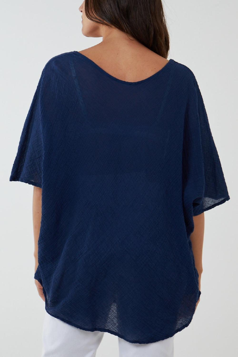 Qed London Oversized Cotton Batwing Blouse