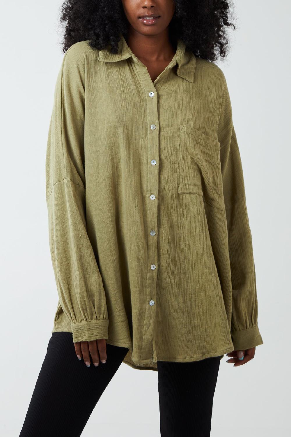 Qed London Oversized Cotton Cheesecloth Shirt