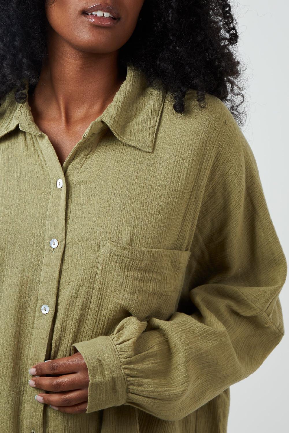 Qed London Oversized Cotton Cheesecloth Shirt