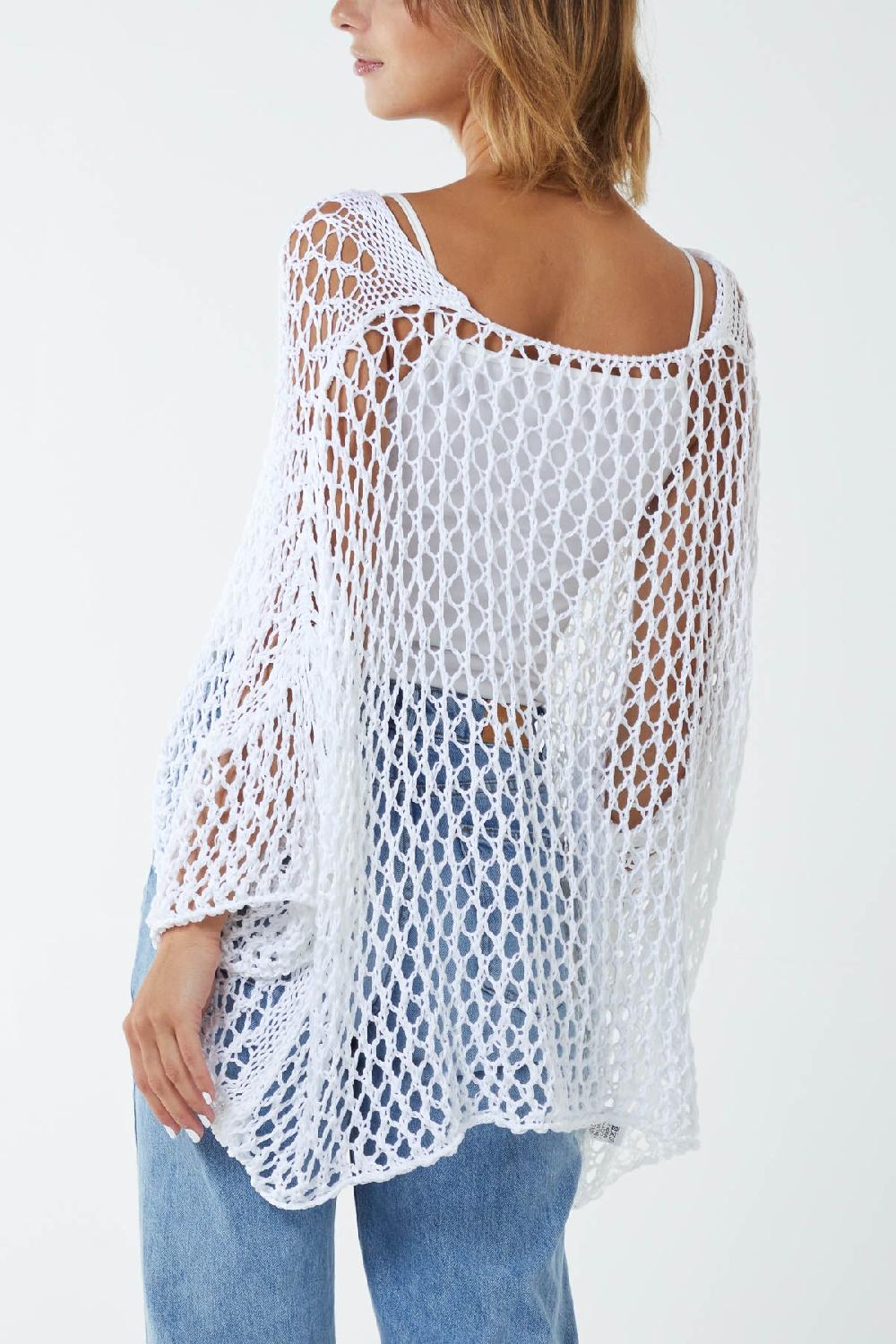 Qed London Oversized Cotton Crochet Jumper