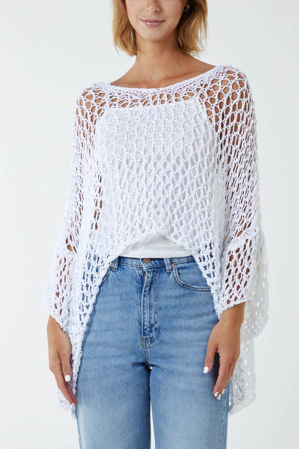 qed london Oversized Cotton Crochet Jumper
