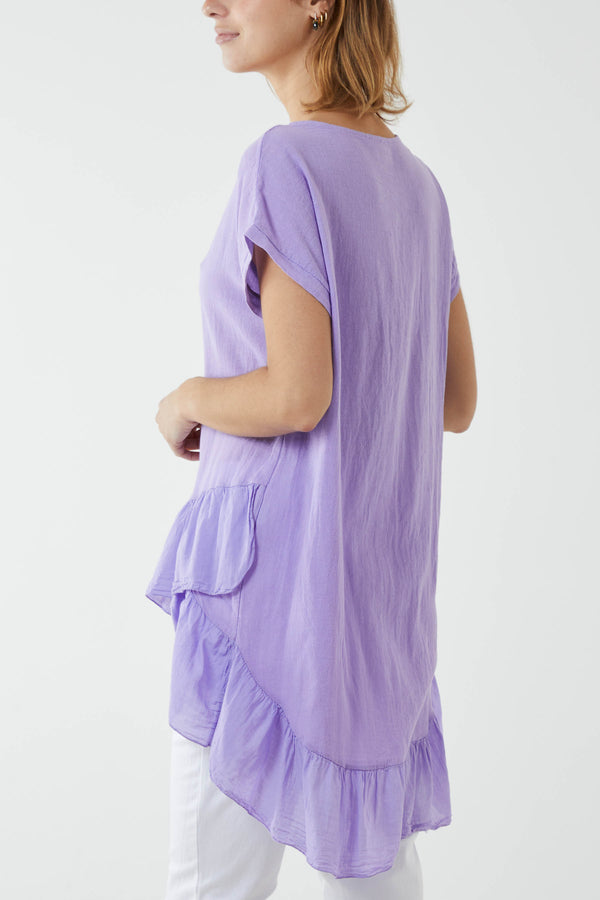 Qed London Oversized Dip Hem Cotton Blouse