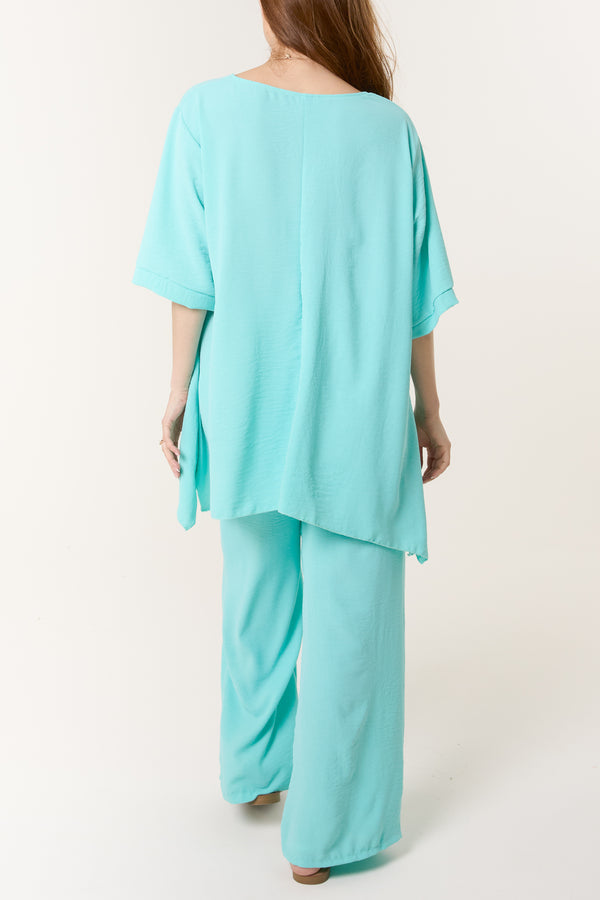 Qed London Oversized Necklace Top & Trouser Set