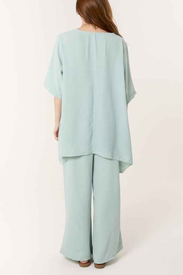 Qed London Oversized Necklace Top & Trouser Set