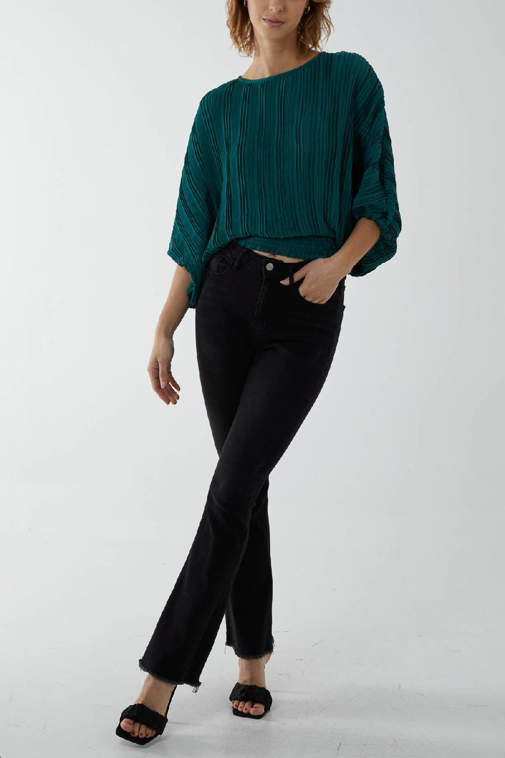 Qed London Oversized Pleated Batwing Top
