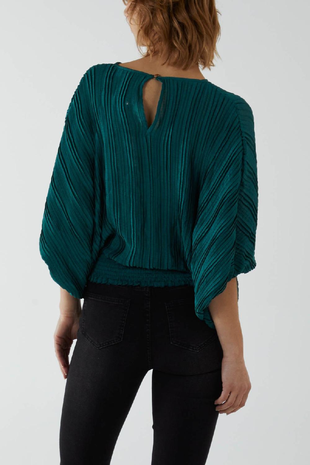 Qed London Oversized Pleated Batwing Top