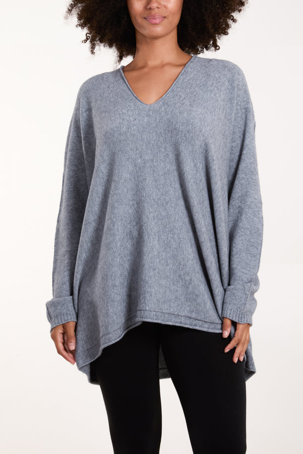 Qed London Oversized V-Neck Fine Knit Jumper