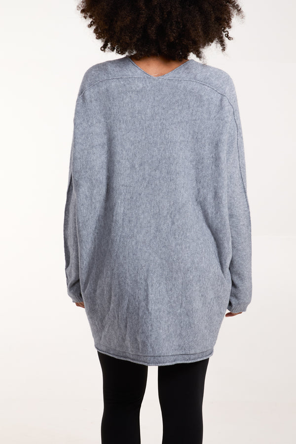 Qed London Oversized V-Neck Fine Knit Jumper