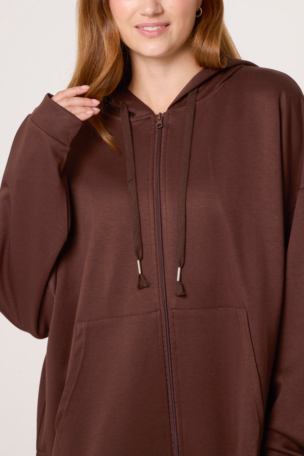 Qed London Oversized Zip Through Hoodie