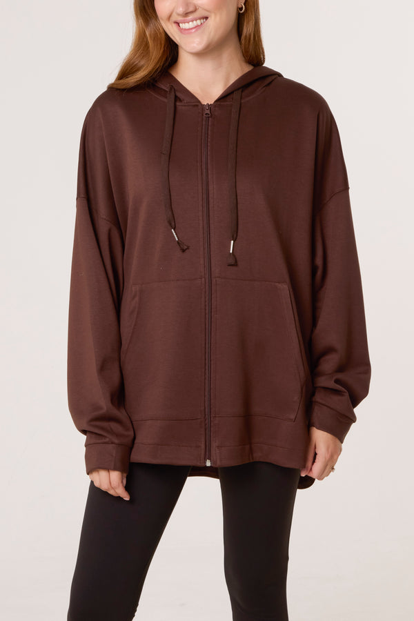 qed london Oversized Zip Through Hoodie