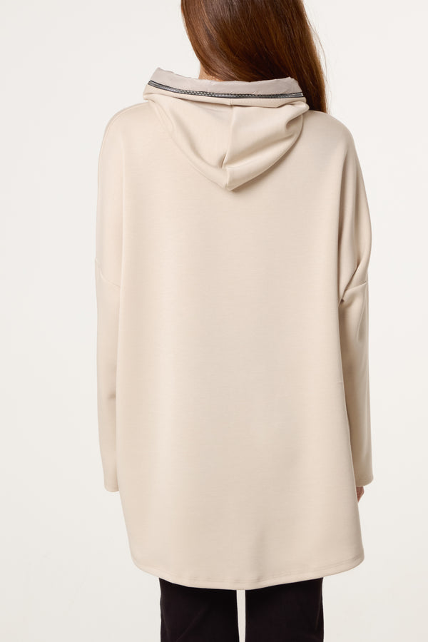 Qed London Padded Details Soft Touch Hoodie