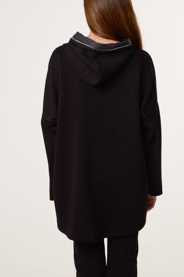 Qed London Padded Details Soft Touch Hoodie