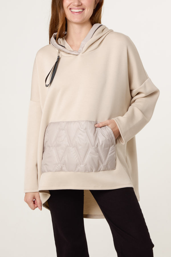 qed london Padded Details Soft Touch Hoodie