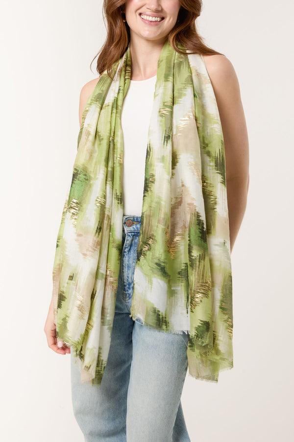 Qed London Paint Print & Foil Scarf
