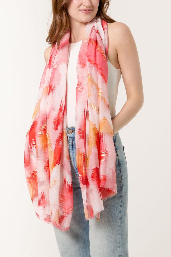 qed london Paint Print & Foil Scarf