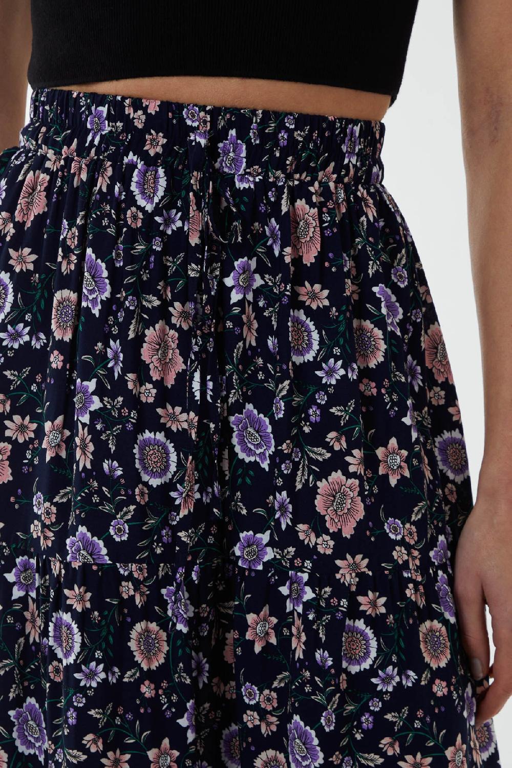 Qed London Paisley Floral Elasticated Maxi Skirt