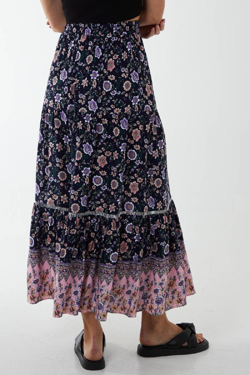 Qed London Paisley Floral Elasticated Maxi Skirt