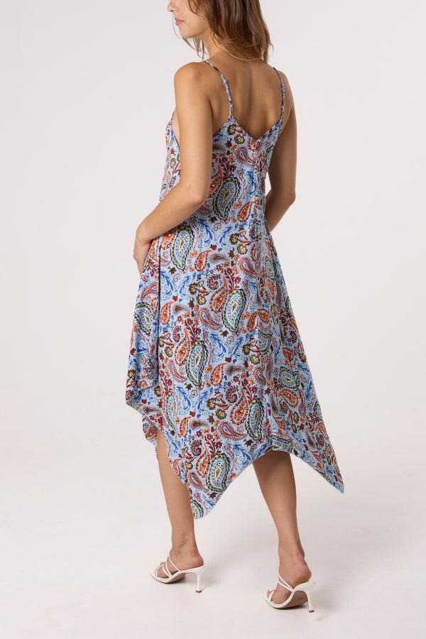 Qed London Paisley Hanky Hem Cami Dress