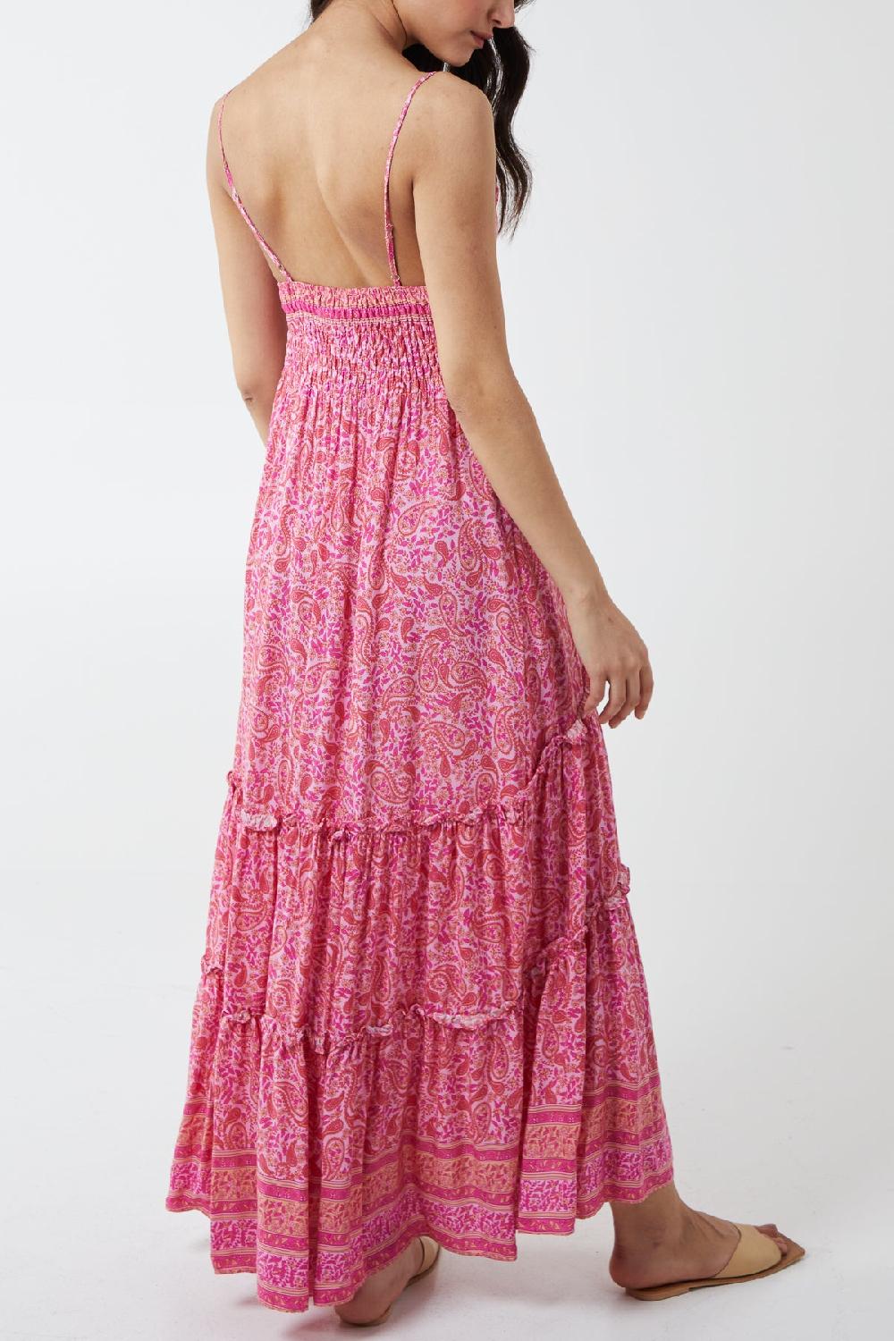 Qed London Paisley Print Ruched Cami Maxi Dress