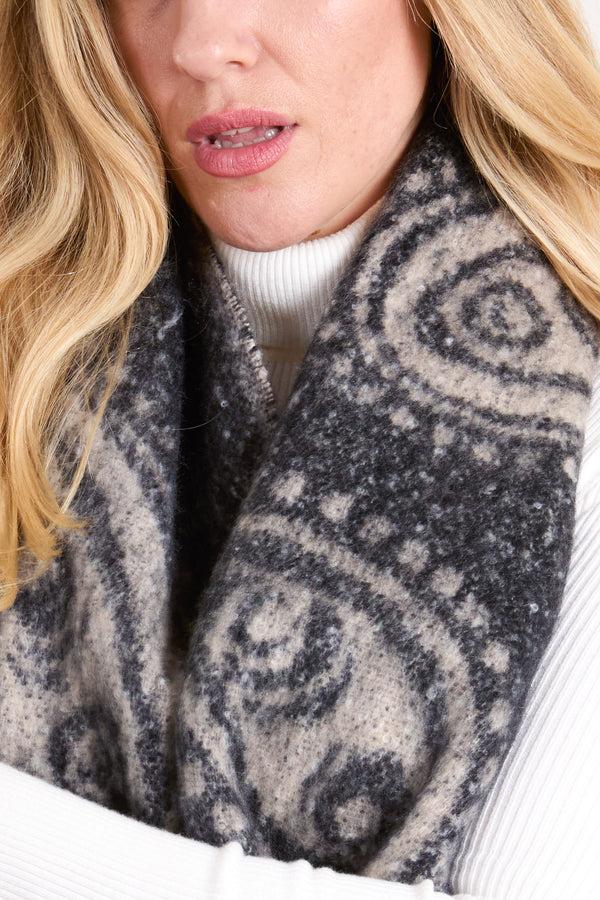 Qed London Paisley Printed Tassel Scarf