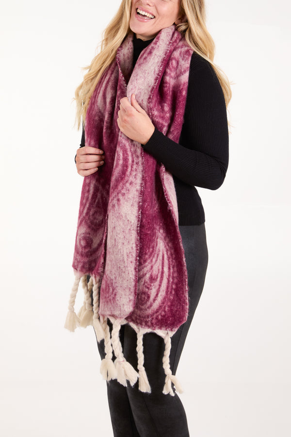Qed London Paisley Printed Tassel Scarf