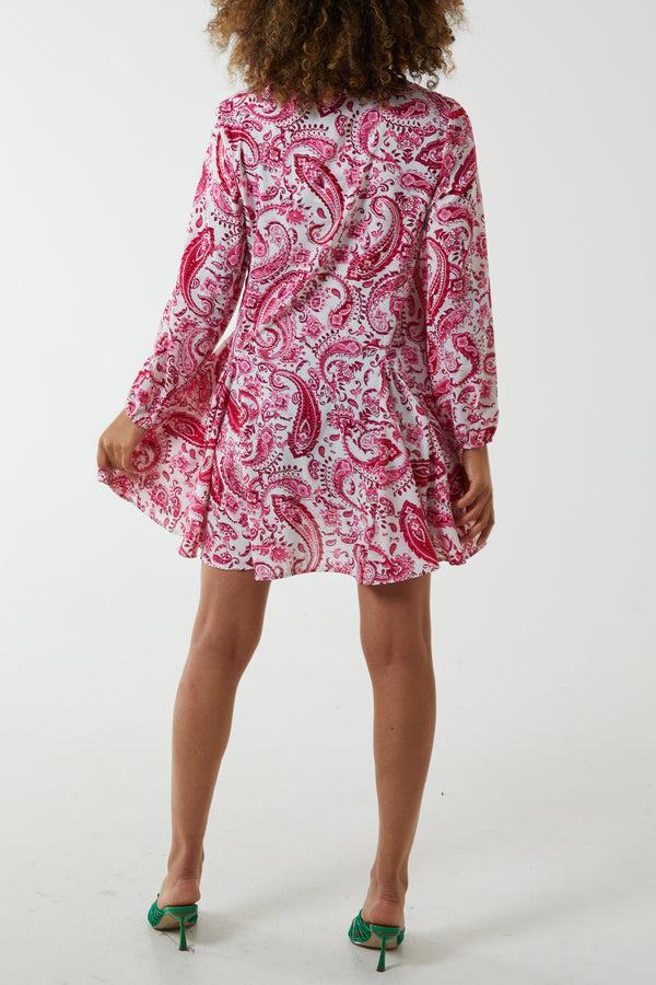 Qed London Paisley Shirt Mini Dress