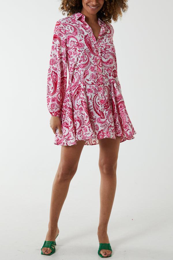 qed london Paisley Shirt Mini Dress