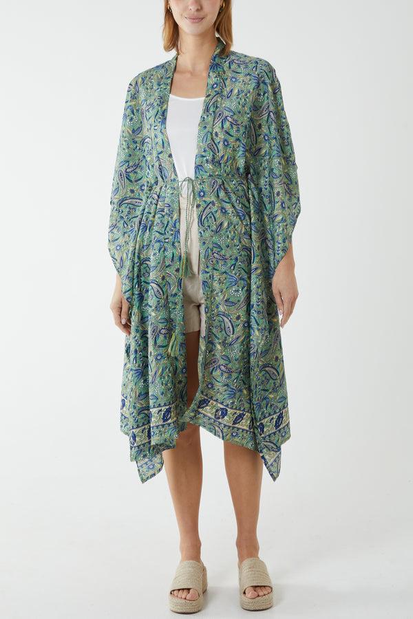 qed london Paisley Tassle Tie Kimono