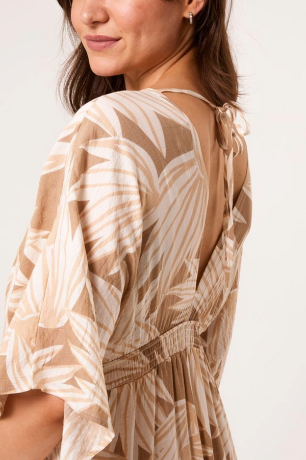 Qed London Palm Leaf Print Wide Leg Jumpsuit