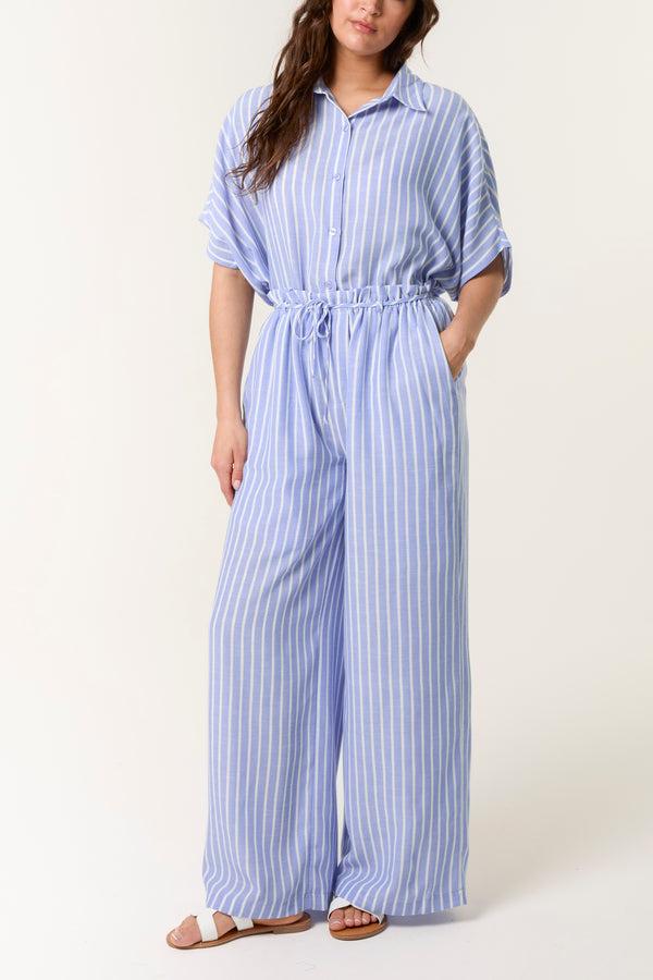 Qed London Paperbag Waist Pinstriped Trouser